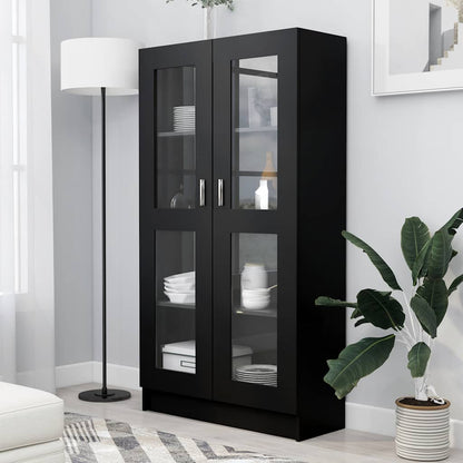 Armadietto con Vetrina Nero 82,5x30,5x150 cm Legno Multistrato | homemem39