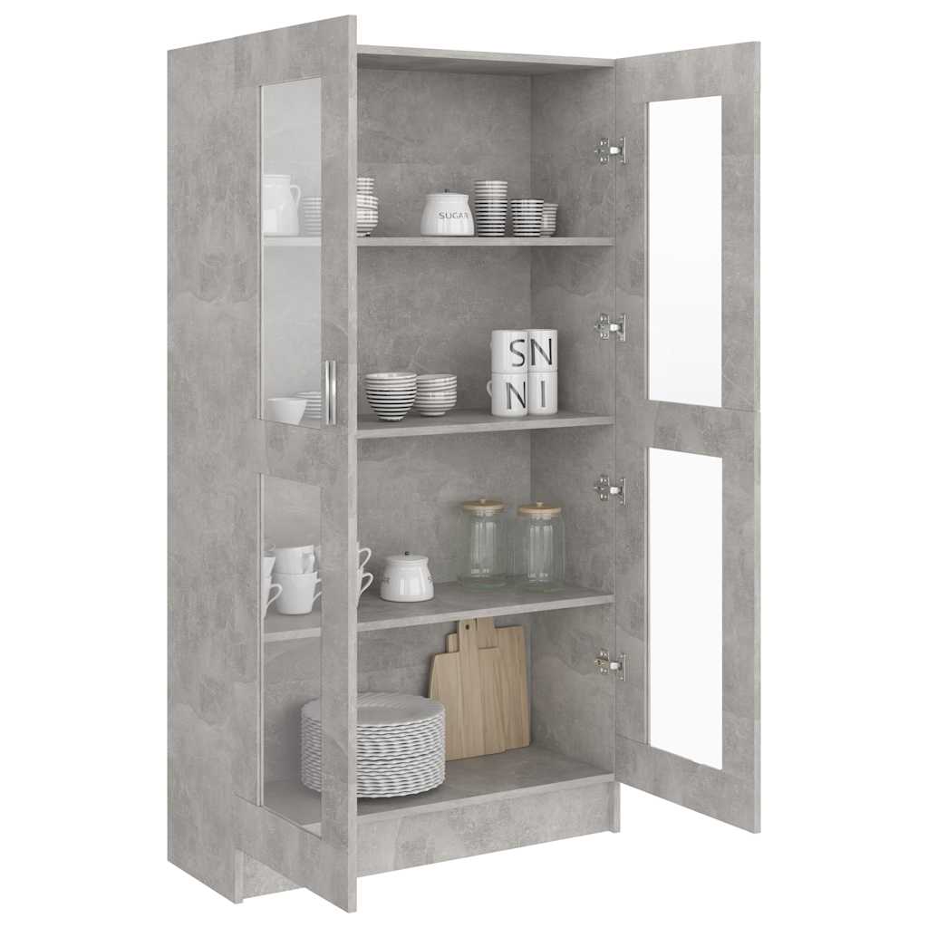 Armadietto Vetrina Grigio Cemento 82,5x30,5x150 cm Multistrato | homemem39