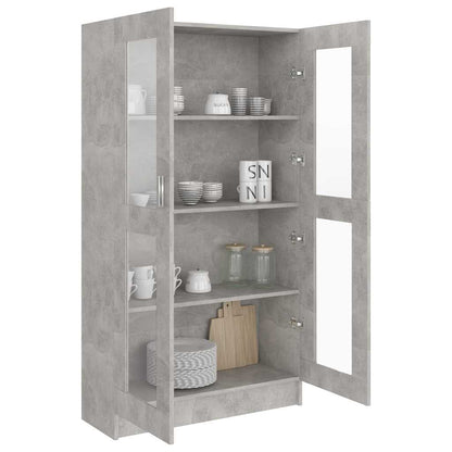 Armadietto Vetrina Grigio Cemento 82,5x30,5x150 cm Multistrato | homemem39