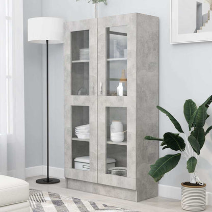 Armadietto Vetrina Grigio Cemento 82,5x30,5x150 cm Multistrato | homemem39