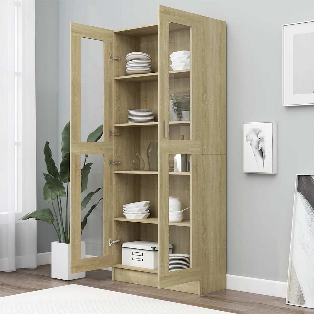 Armadietto Vetrina Rovere Sonoma 82,5x30,5x185 cm Multistrato | homemem39