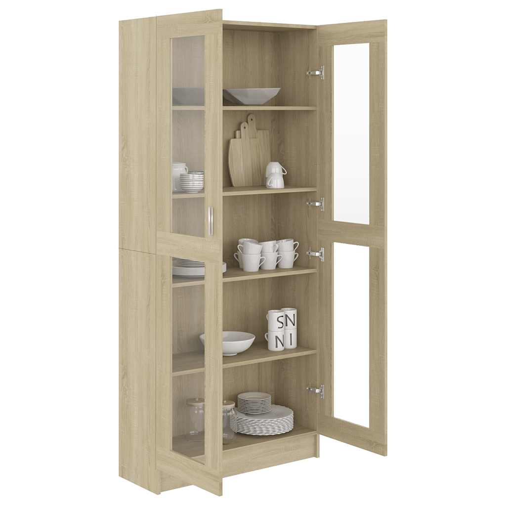 Armadietto Vetrina Rovere Sonoma 82,5x30,5x185 cm Multistrato | homemem39