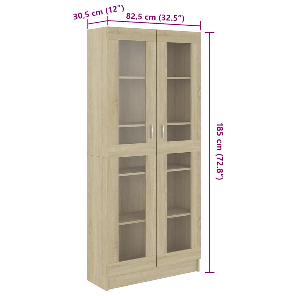 Armadietto Vetrina Rovere Sonoma 82,5x30,5x185 cm Multistrato | homemem39