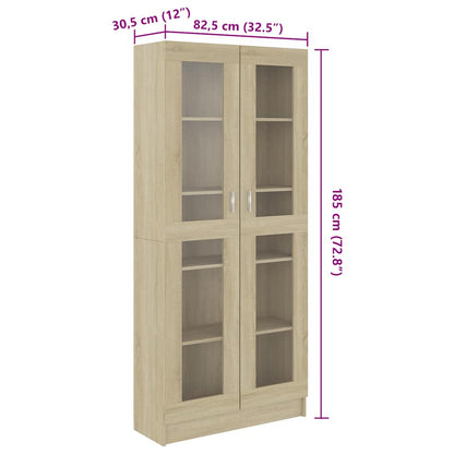 Armadietto Vetrina Rovere Sonoma 82,5x30,5x185 cm Multistrato | homemem39