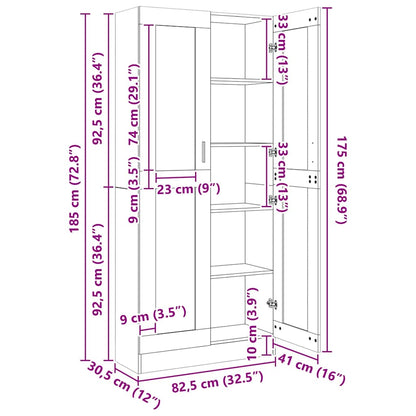 Armadietto Vetrina Rovere Sonoma 82,5x30,5x185 cm Multistrato | homemem39