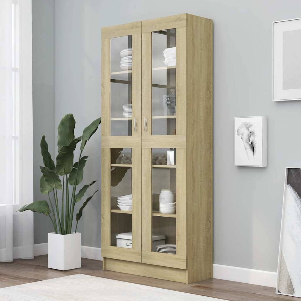 Armadietto Vetrina Rovere Sonoma 82,5x30,5x185 cm Multistrato | homemem39