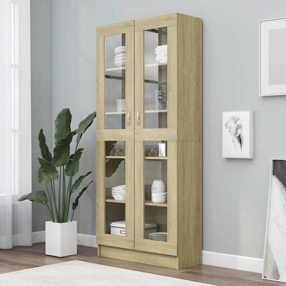 Armadietto Vetrina Rovere Sonoma 82,5x30,5x185 cm Multistrato | homemem39