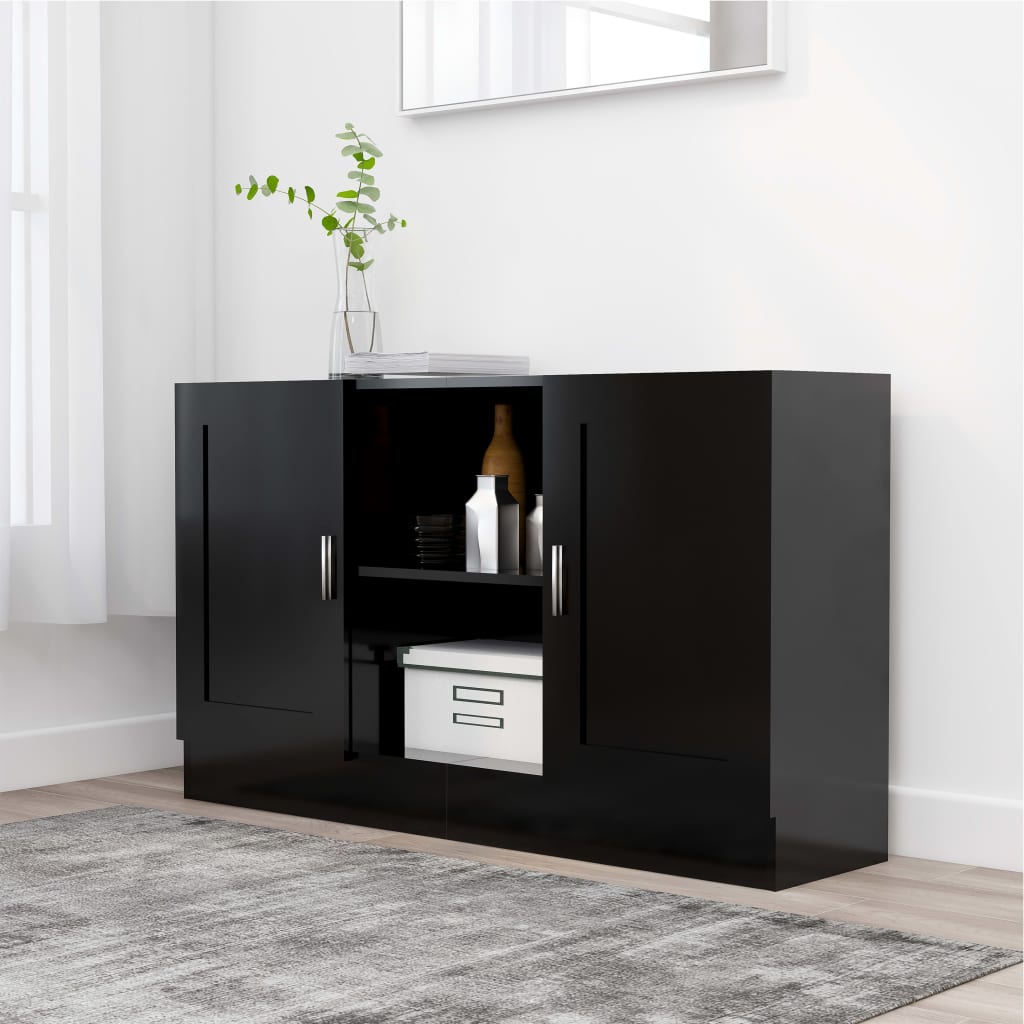Credenza Nera 120x30,5x70 cm in Legno Multistrato - homemem39
