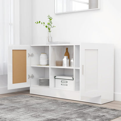 Credenza Bianco Lucido 120x30,5x70 cm in Legno Multistrato - homemem39