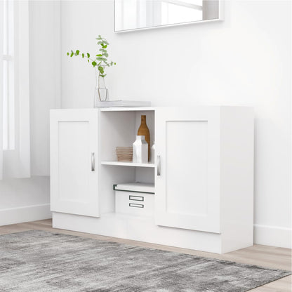 Credenza Bianco Lucido 120x30,5x70 cm in Legno Multistrato - homemem39