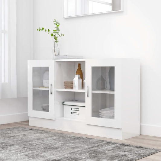 Armadietto Vetrina Bianco Lucido 120x30,5x70 cm Multistrato - homemem39