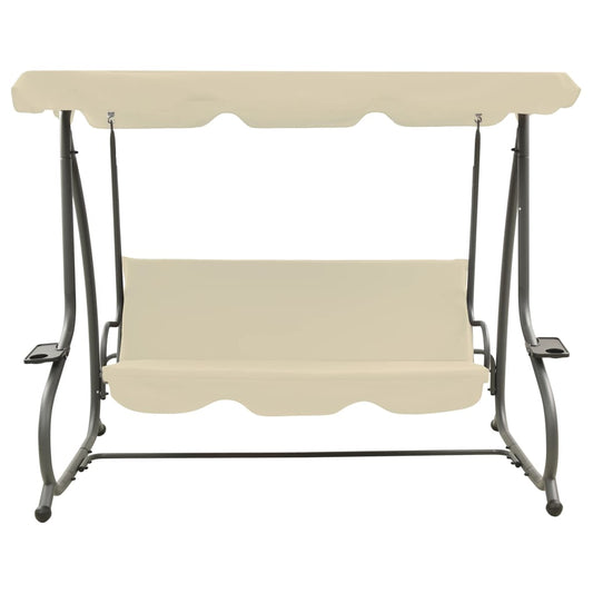 Panchina a Dondolo da Giardino con Baldacchino Bianco Sabbia | homemem39