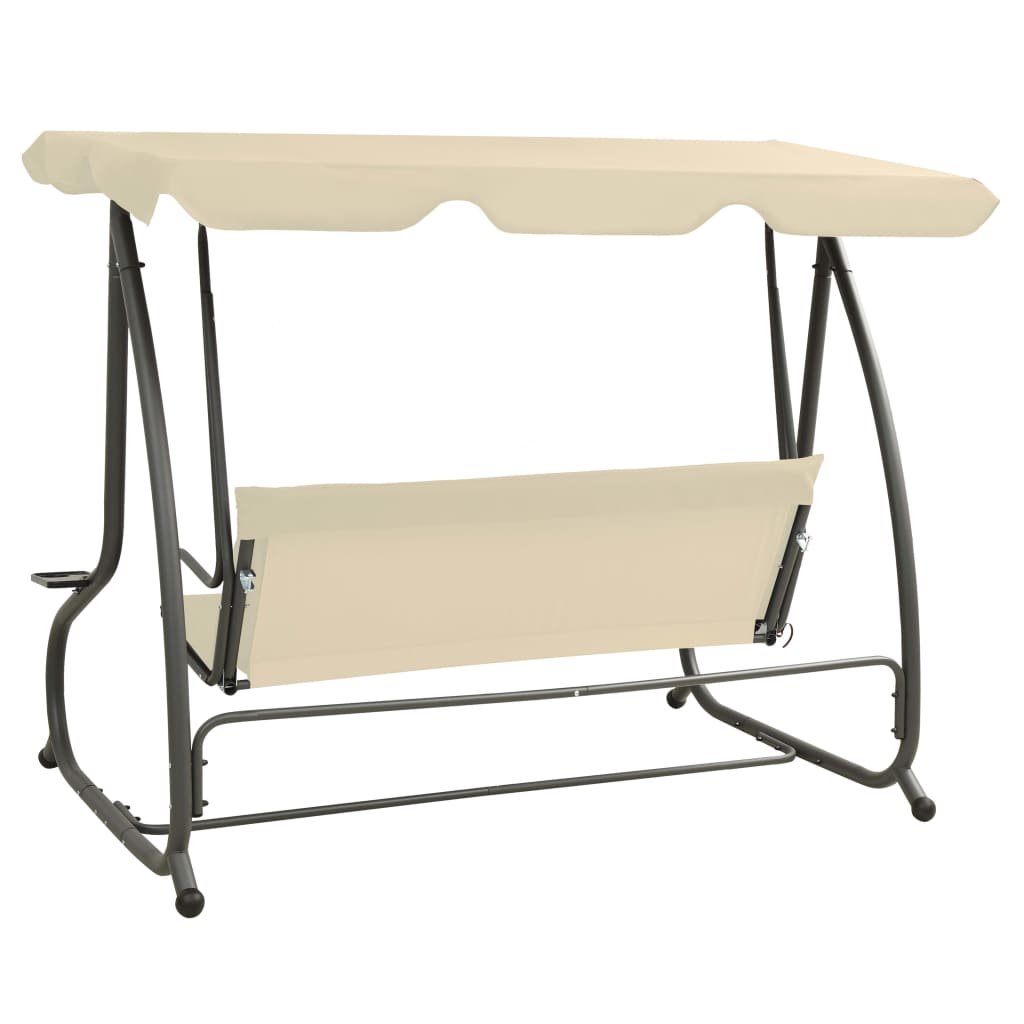 Panchina a Dondolo da Giardino con Baldacchino Bianco Sabbia | homemem39