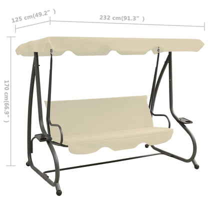 Panchina a Dondolo da Giardino con Baldacchino Bianco Sabbia | homemem39