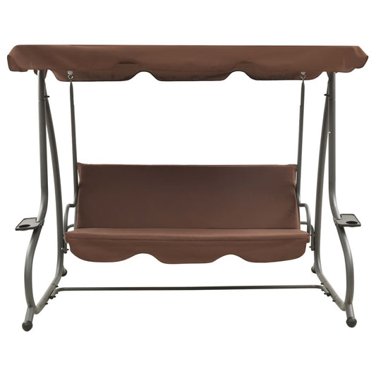 Panchina a Dondolo da Giardino con Baldacchino Caffè | homemem39
