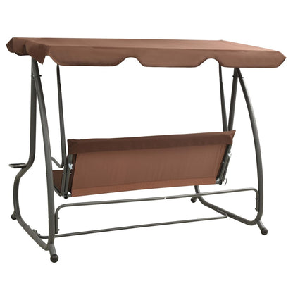 Panchina a Dondolo da Giardino con Baldacchino Caffè | homemem39