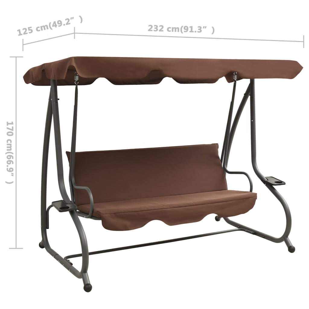 Panchina a Dondolo da Giardino con Baldacchino Caffè | homemem39