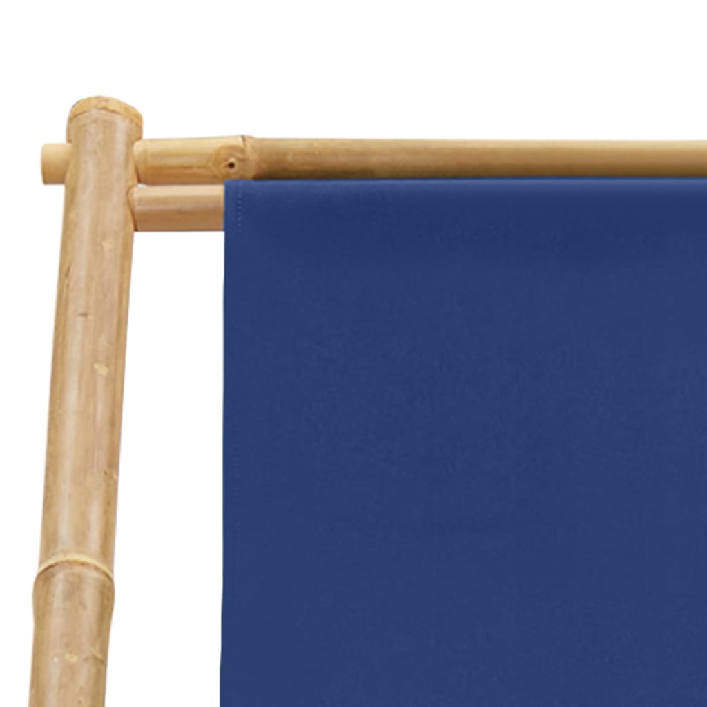 Sedia a Sdraio in Bambù e Tela Blu Marino - homemem39