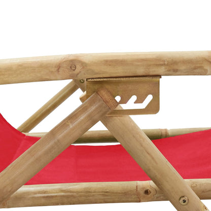 Sedia Relax Reclinabile Rossa in Bambù e Tessuto - homemem39