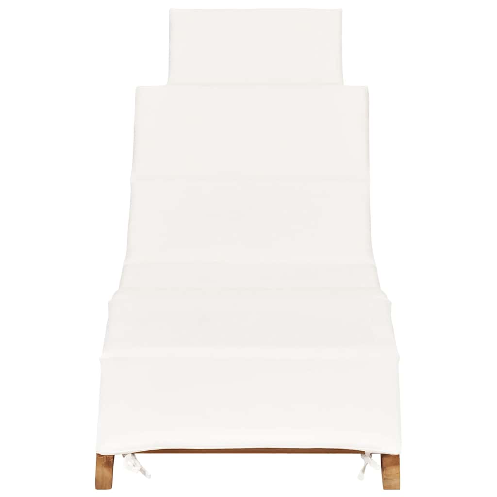 idaXL Lettino Prendisole Pieghevole con Cuscino Bianco Crema in Teak - homemem39