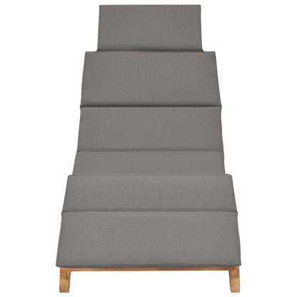 Lettino Prendisole Pieghevole con Cuscino Grigio Scuro in Teak