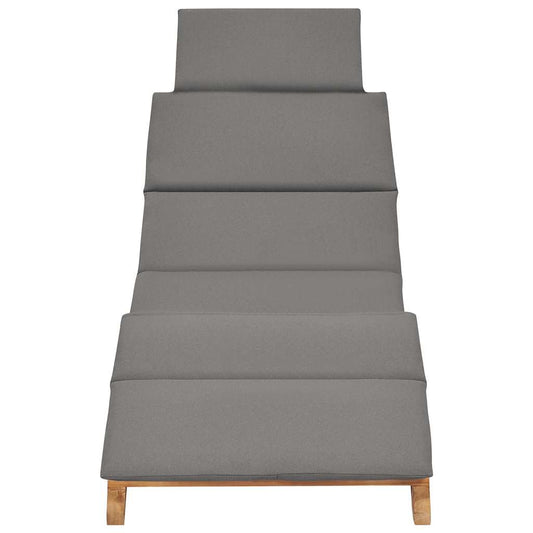 Lettino Prendisole Pieghevole con Cuscino Grigio Scuro in Teak - homemem39
