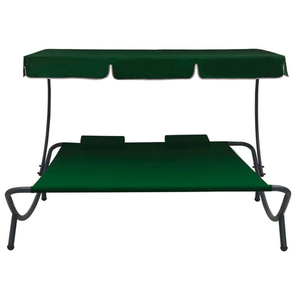 Lettino Prendisole con Baldacchino e Cuscini Verde - homemem39