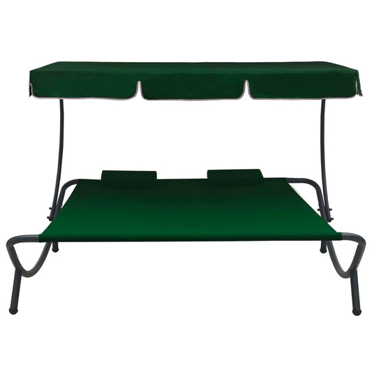Lettino Prendisole con Baldacchino e Cuscini Verde - homemem39
