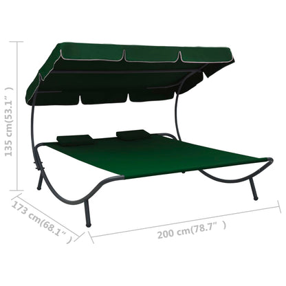 Lettino Prendisole con Baldacchino e Cuscini Verde - homemem39