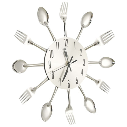 325162 vidaXL Wall Clock with Spoon and Fork Design Silver 31 cm Aluminium | homemem39