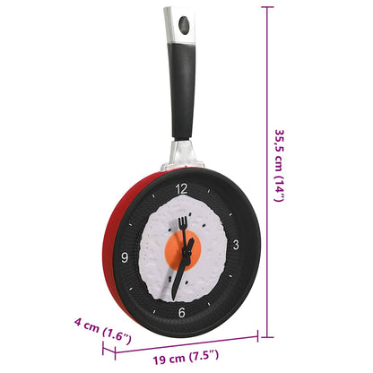 325164 vidaXL Wall Clock with Fried Egg Pan Design 18,8 cm - homemem39