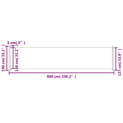 Tenda Laterale Retrattile per Patio 140x600 cm Grigio - homemem39