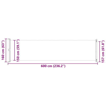 Tenda Laterale Retrattile per Patio 600x160 cm Nera | homemem39
