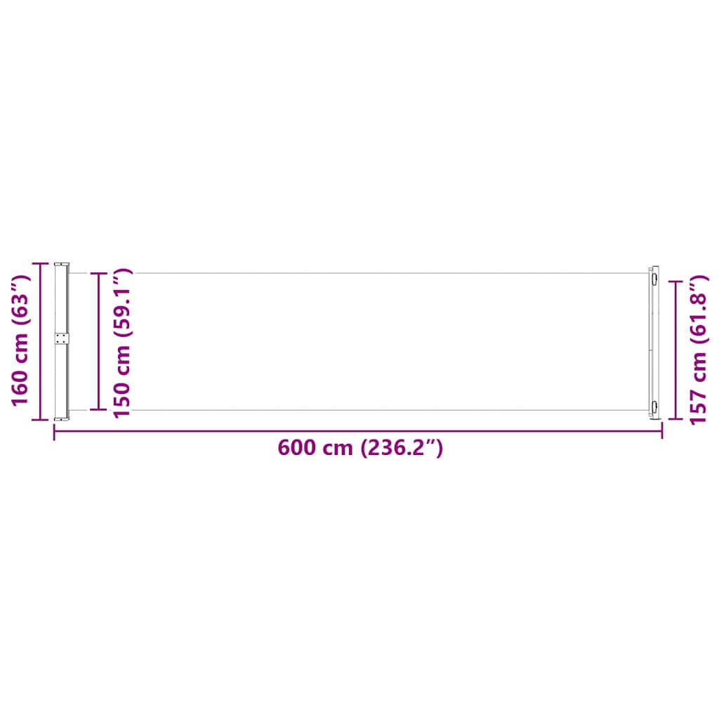Tenda Laterale Retrattile per Patio 600x160 cm Rossa