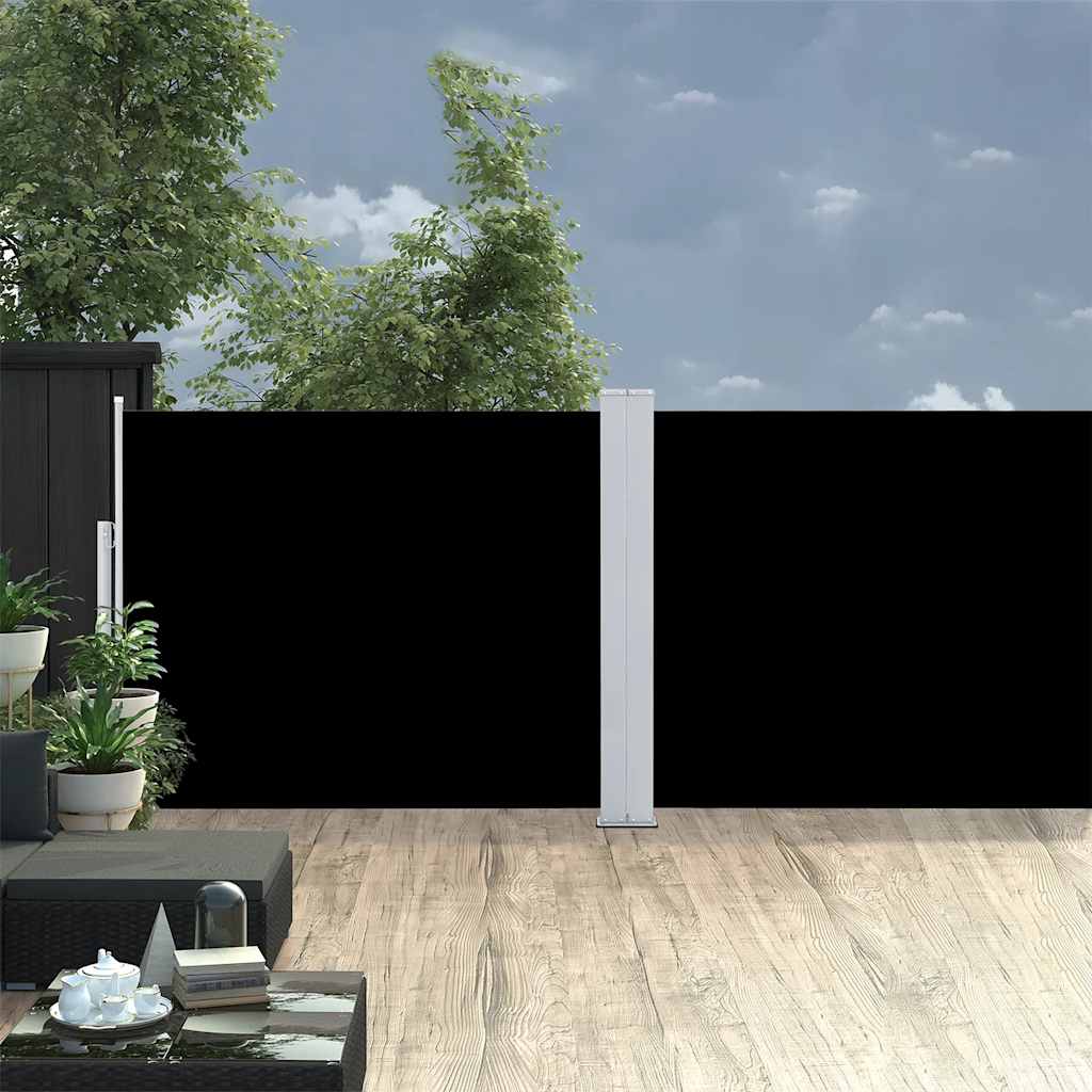 Tenda Laterale Retrattile per Patio 140x1200 cm Nera - homemem39