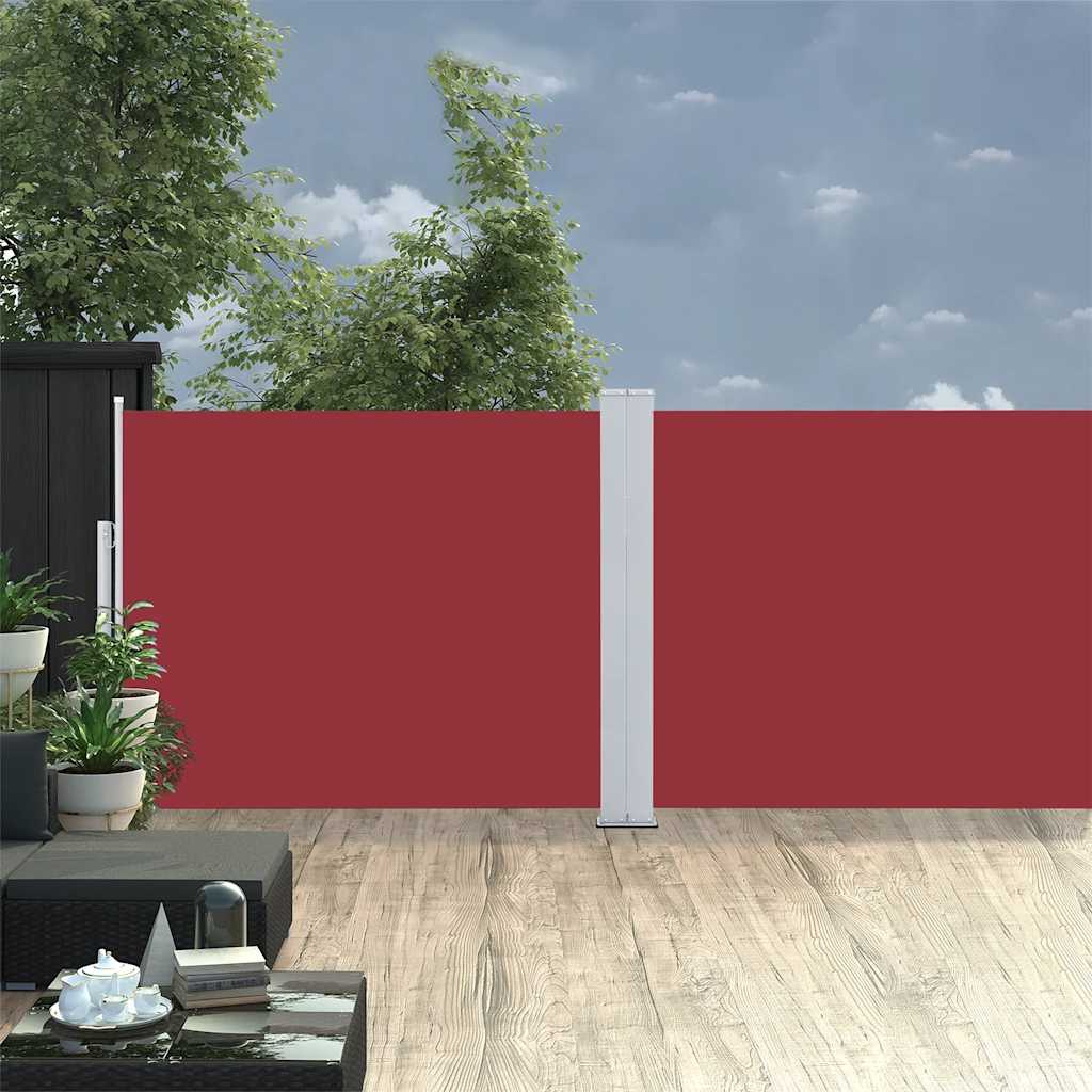 Tenda Laterale Retrattile per Patio 140x1200 cm Rossa - homemem39