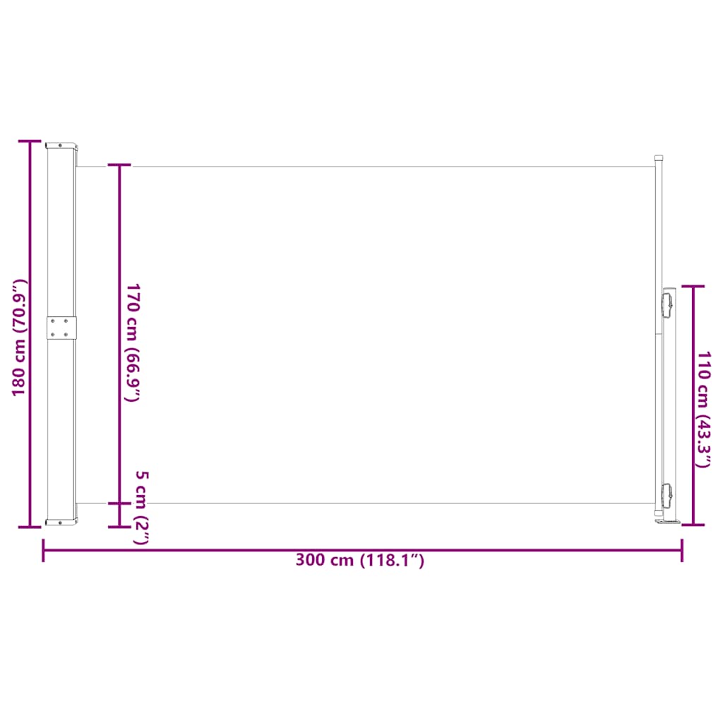 Tenda Laterale Retrattile per Patio 180x300 cm Crema | homemem39