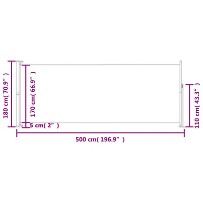 Tenda Laterale Retrattile per Patio 180x500 cm Grigia - homemem39