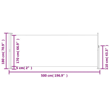 Tenda Laterale Retrattile per Patio 180x500 cm Rossa - homemem39