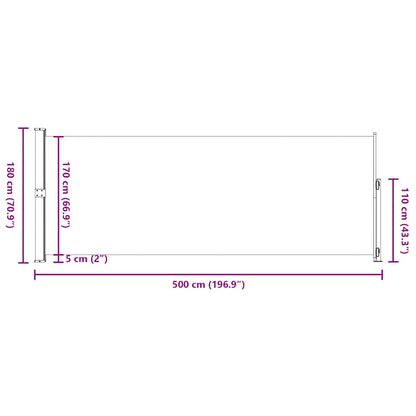 Ausziehbare Seitenmarkise für Terrasse, 180 x 500 cm, Rot