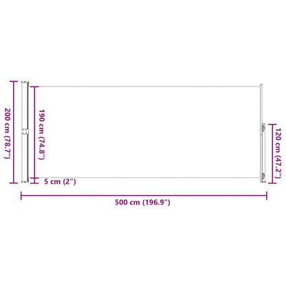 Tenda Laterale Retrattile per Patio 200x500 cm Grigia | homemem39