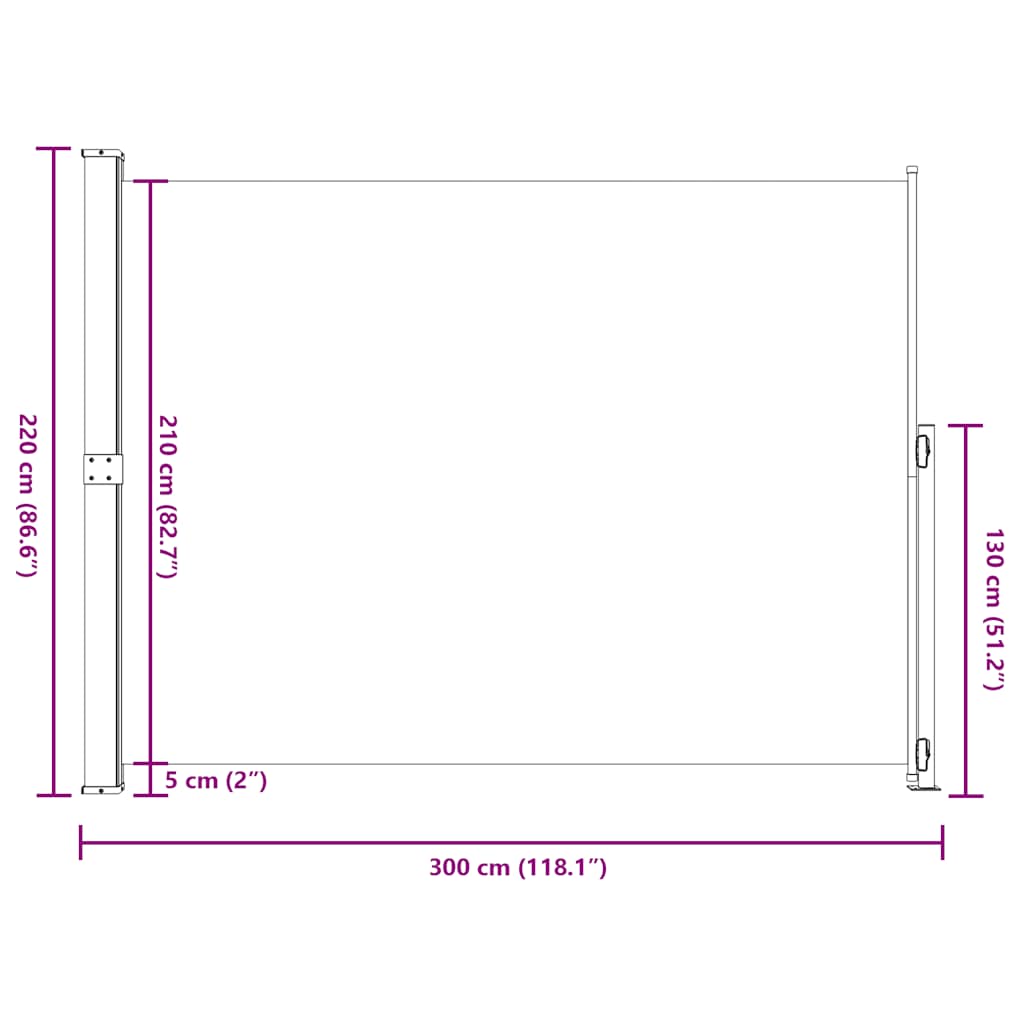 Tenda Laterale Retrattile per Patio 220x300 cm Nera | homemem39