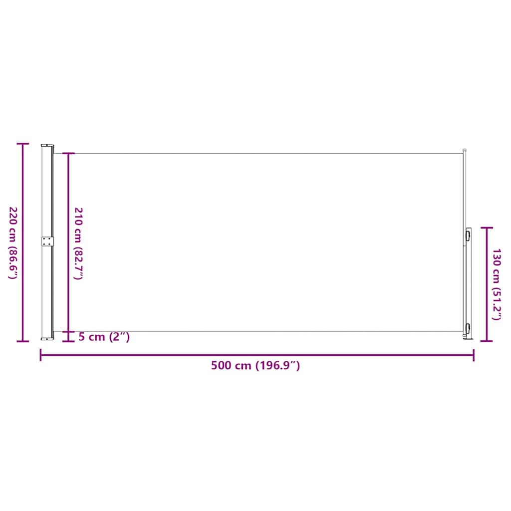 Tenda Laterale Retrattile per Patio 220x500 cm Nera | homemem39