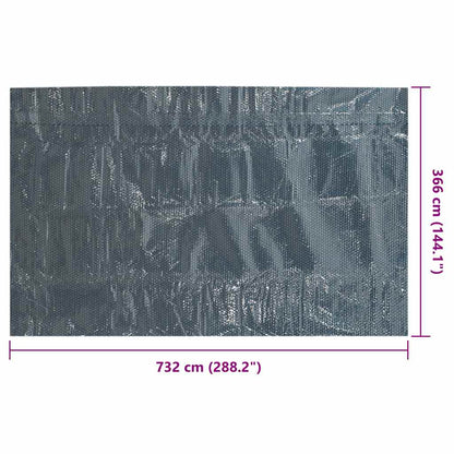 Pellicola Galleggiante Solare PE Piscina 732x366 cm Nero e Blu