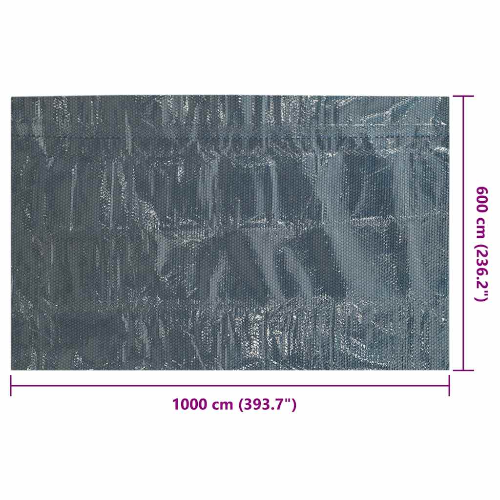 Pellicola Galleggiante Solare PE Piscina 1000x600 cm Nero e Blu