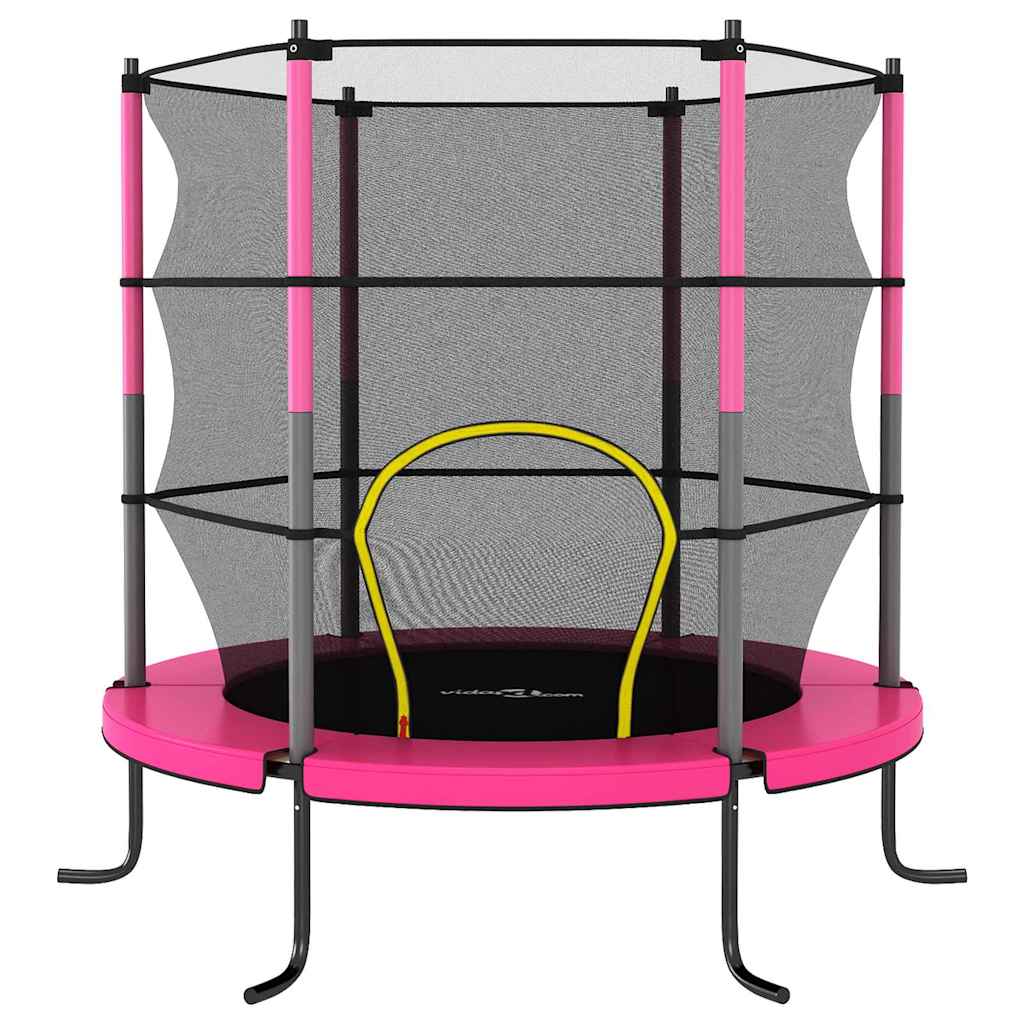 Set Trampolino con Rete di Sicurezza Rotondo 140x160 cm Rosa - homemem39