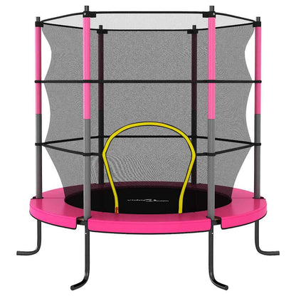 Set Trampolino con Rete di Sicurezza Rotondo 140x160 cm Rosa - homemem39