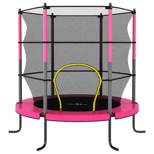 Set Trampolino con Rete di Sicurezza Rotondo 140x160 cm Rosa - homemem39