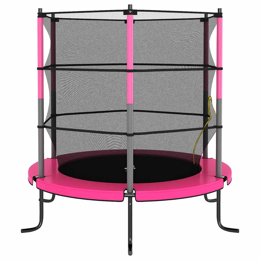 Set Trampolino con Rete di Sicurezza Rotondo 140x160 cm Rosa - homemem39