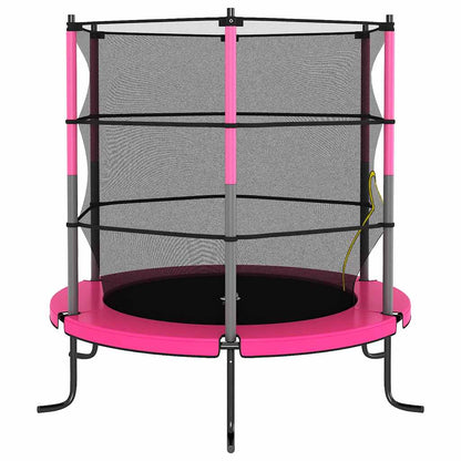 Set Trampolino con Rete di Sicurezza Rotondo 140x160 cm Rosa - homemem39